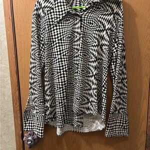Zara Monochrome Checkered Blouse